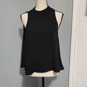 Show Me Your MuMu Black Chiffon Mock Halter Top Sz L